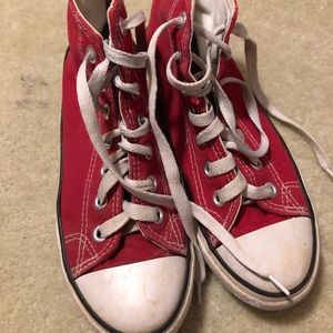 Red Converse High Top Style Shoes